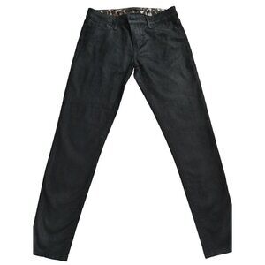 Joes Jeans Black Coated Skinny Jeans Leopard Print Lining- LT3123